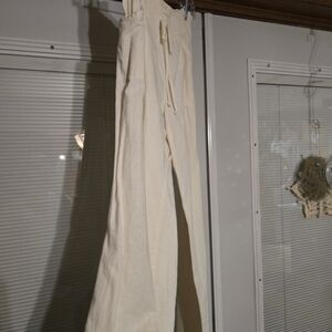 by & by Cream Wide-Leg Drawstring Pants